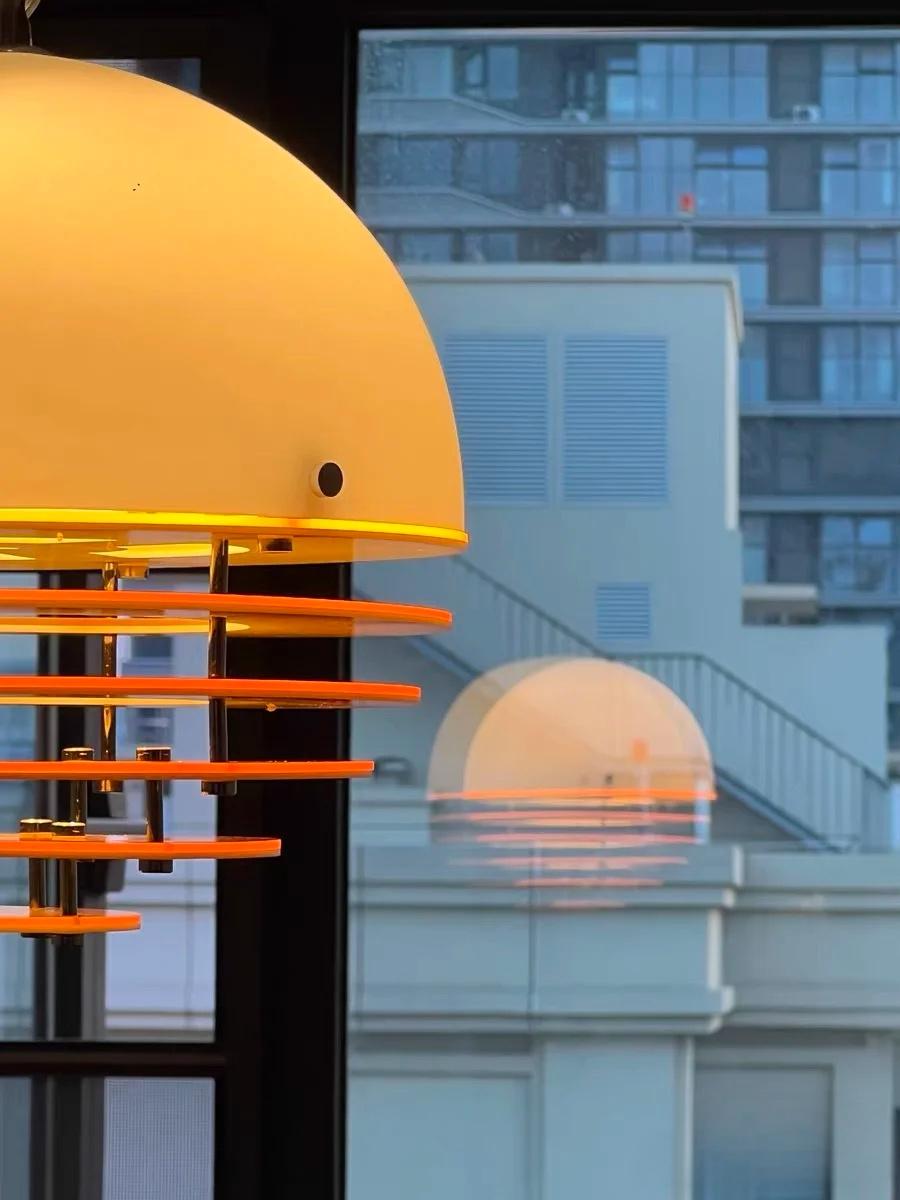Stylish Pendant Lamp Bauhaus Design Orange-White Ambient Lighting for Modern Interiors - Lamylie