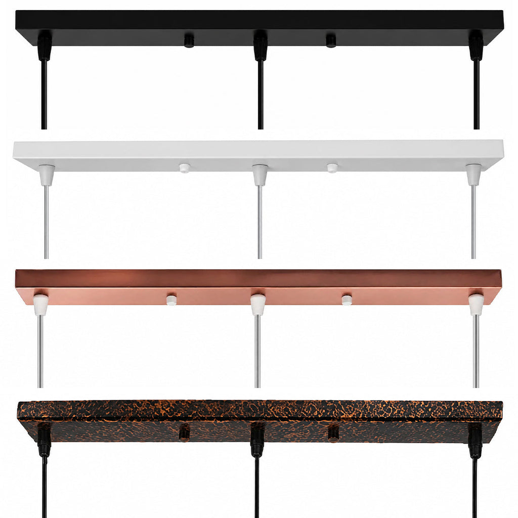 Rectangular Ceiling Rose for Multiple Pendant Lamps | Available in 30-80cm and 1-5 Light Points - Lamylie