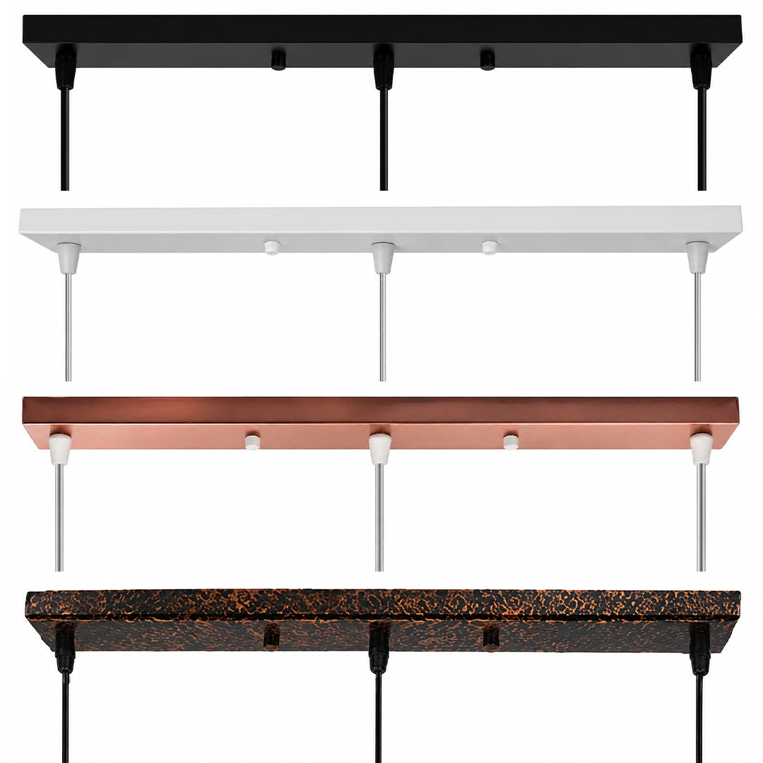 Rectangular Ceiling Rose for Multiple Pendant Lamps | Available in 30-80cm and 1-5 Light Points - Lamylie