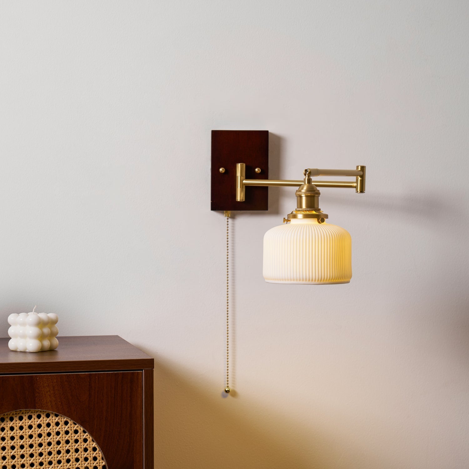 Ceramic Wall Lamp Geometric Design | 5 Models Brass & Walnut - Lamylie