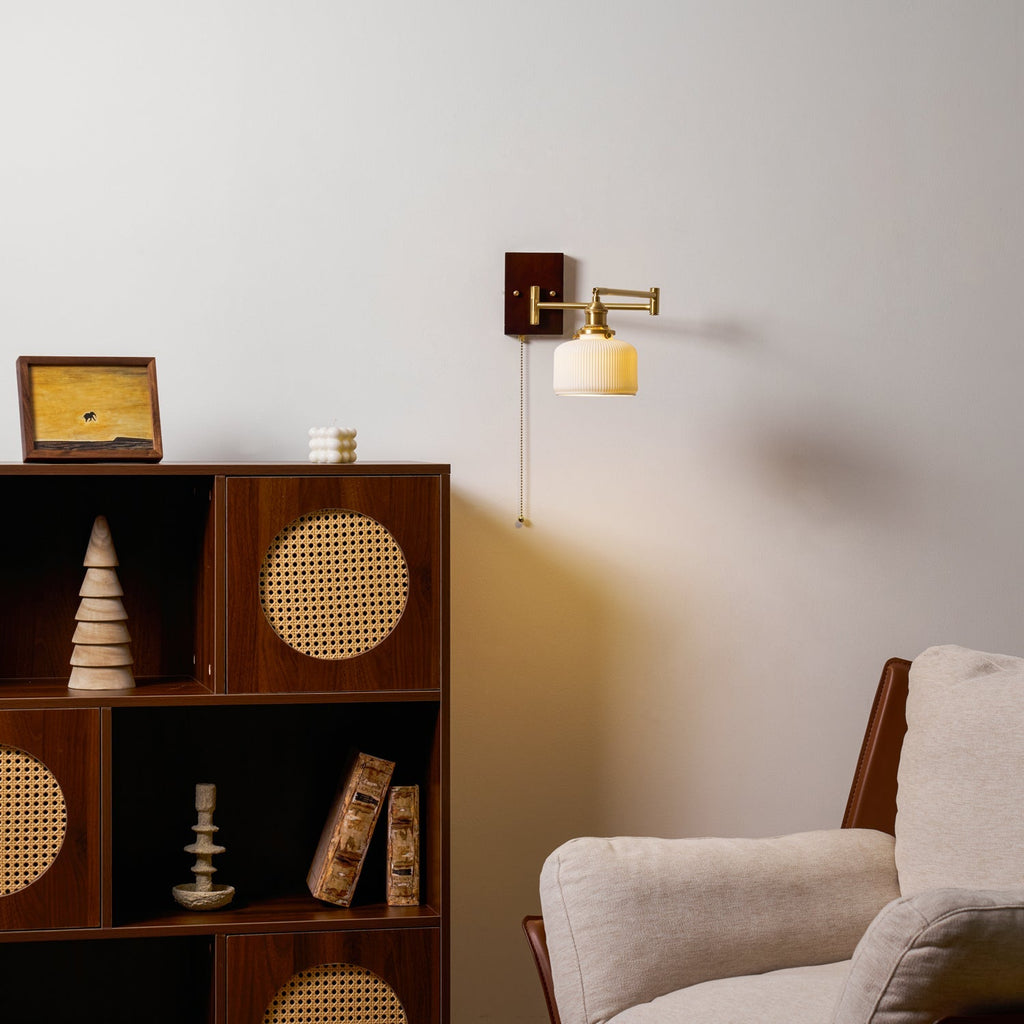 Ceramic Wall Lamp Geometric Design | 5 Models Brass & Walnut - Lamylie