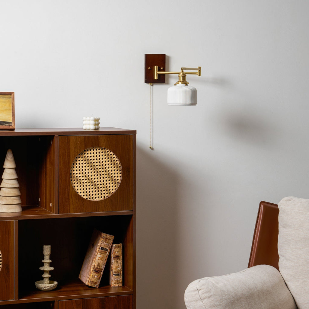 Ceramic Wall Lamp Geometric Design | 5 Models Brass & Walnut - Lamylie