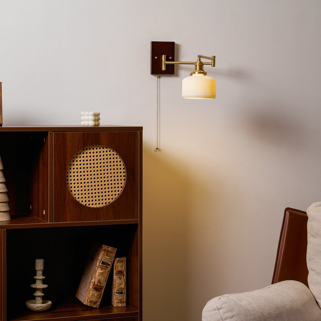 Ceramic Wall Lamp Geometric Design | 5 Models Brass & Walnut - Lamylie