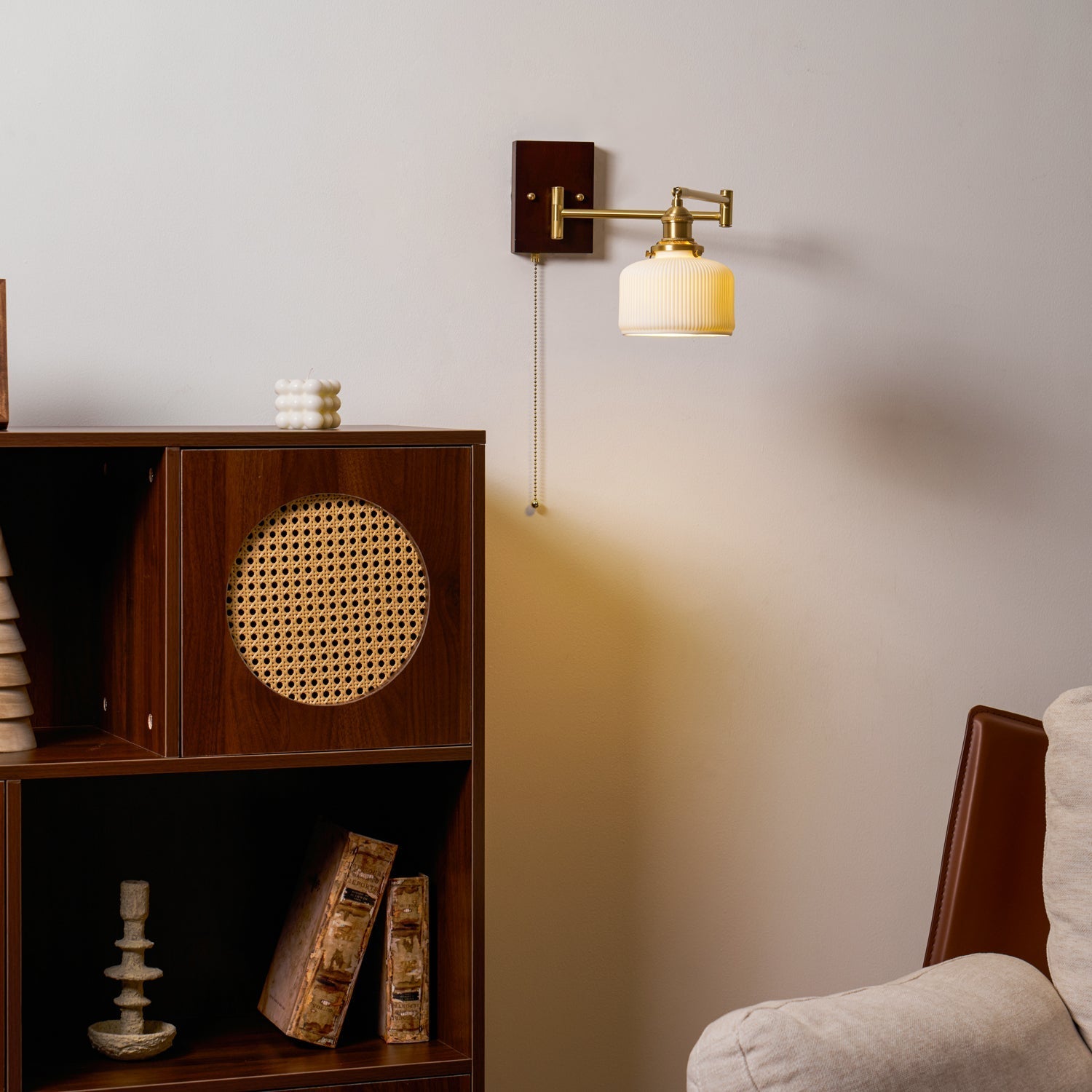 Ceramic Wall Lamp Geometric Design | 5 Models Brass & Walnut - Lamylie