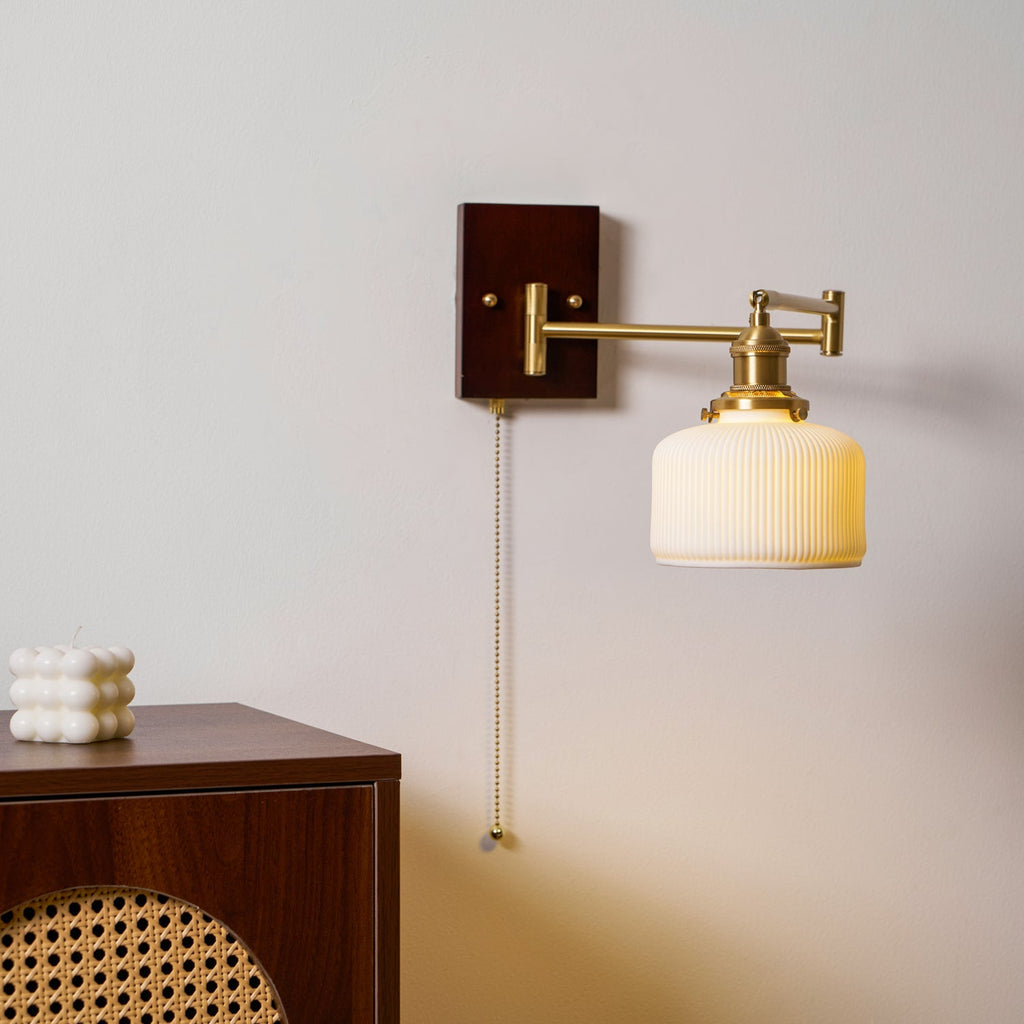Ceramic Wall Lamp Geometric Design | 5 Models Brass & Walnut - Lamylie