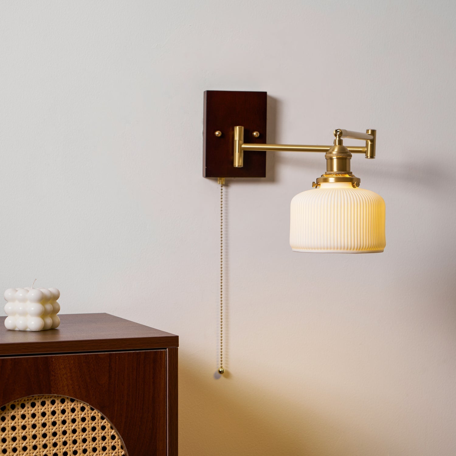 Ceramic Wall Lamp Geometric Design | 5 Models Brass & Walnut - Lamylie