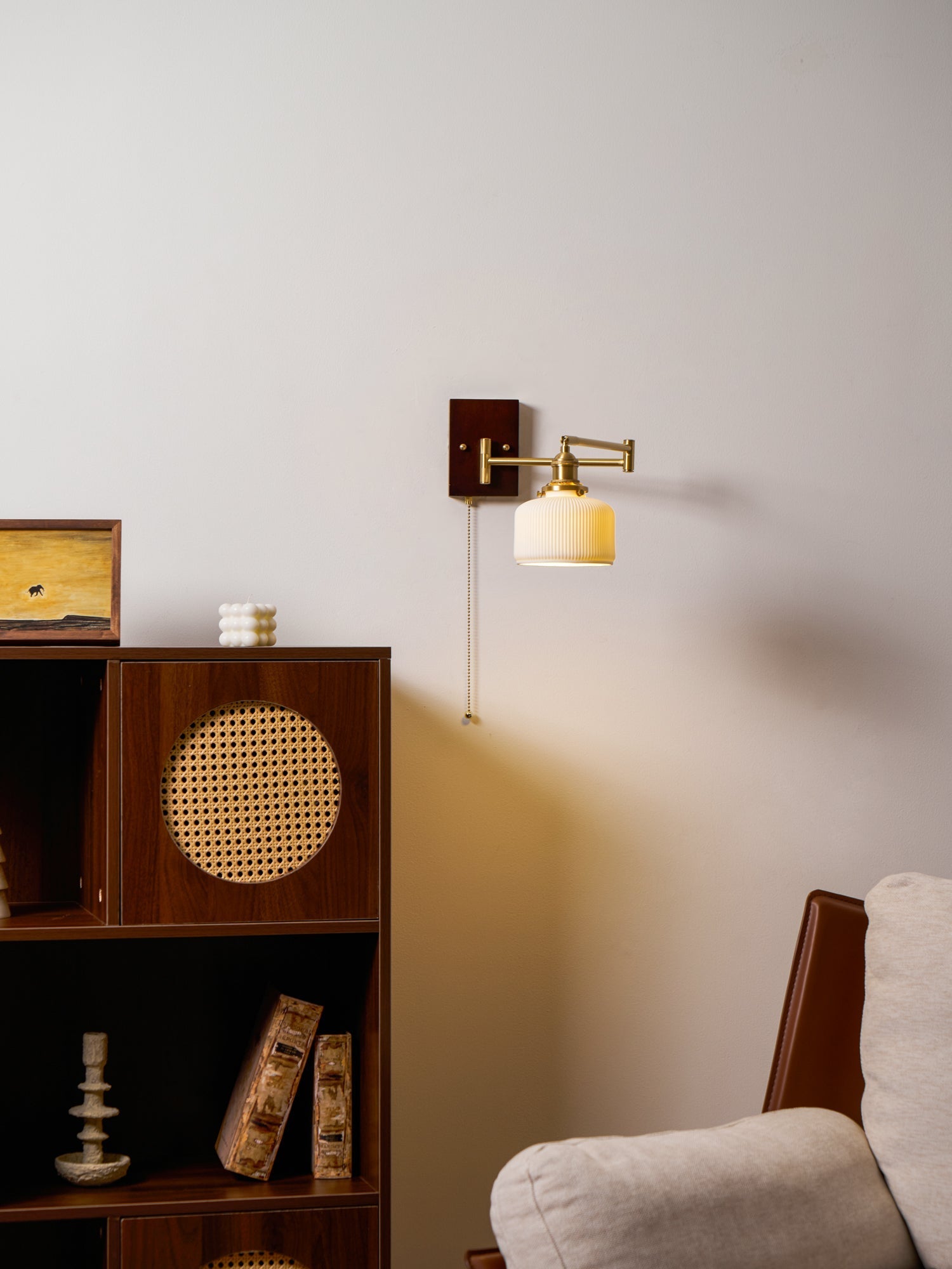 Ceramic Wall Lamp Geometric Design | 5 Models Brass & Walnut - Lamylie