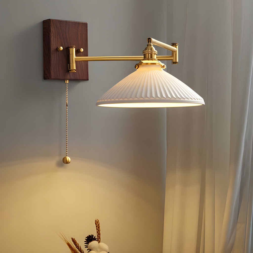 Ceramic Wall Lamp Geometric Design | 5 Models Brass & Walnut - Lamylie