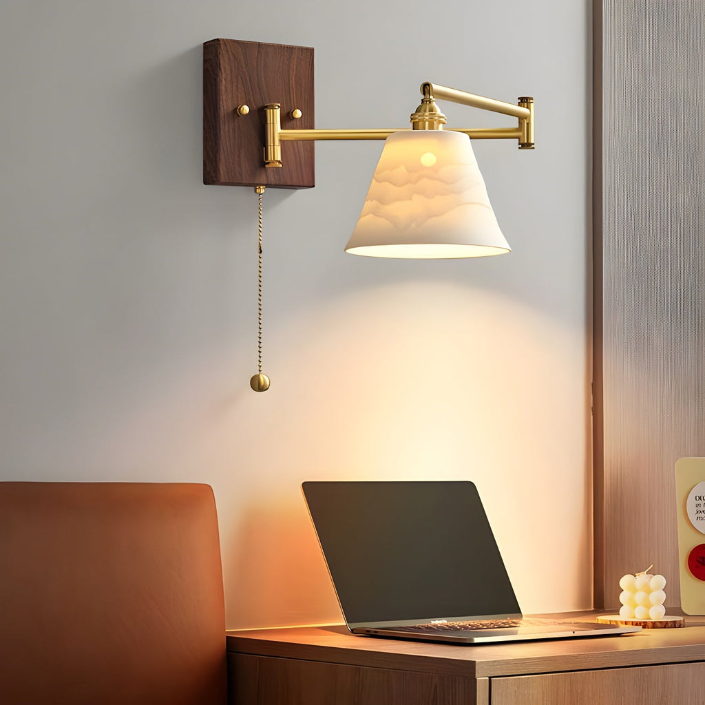 Ceramic Wall Lamp Geometric Design | 5 Models Brass & Walnut - Lamylie