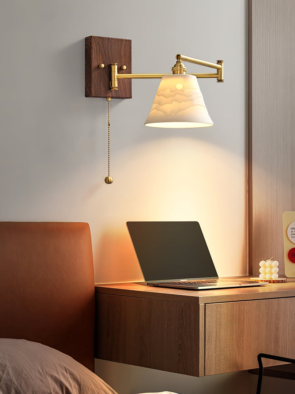 Ceramic Wall Lamp Geometric Design | 5 Models Brass & Walnut - Lamylie