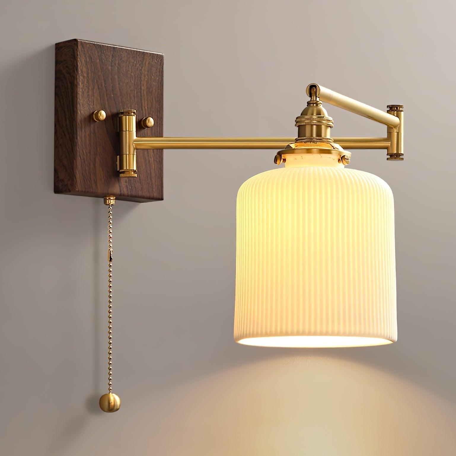 Ceramic Wall Lamp Geometric Design | 5 Models Brass & Walnut - Lamylie