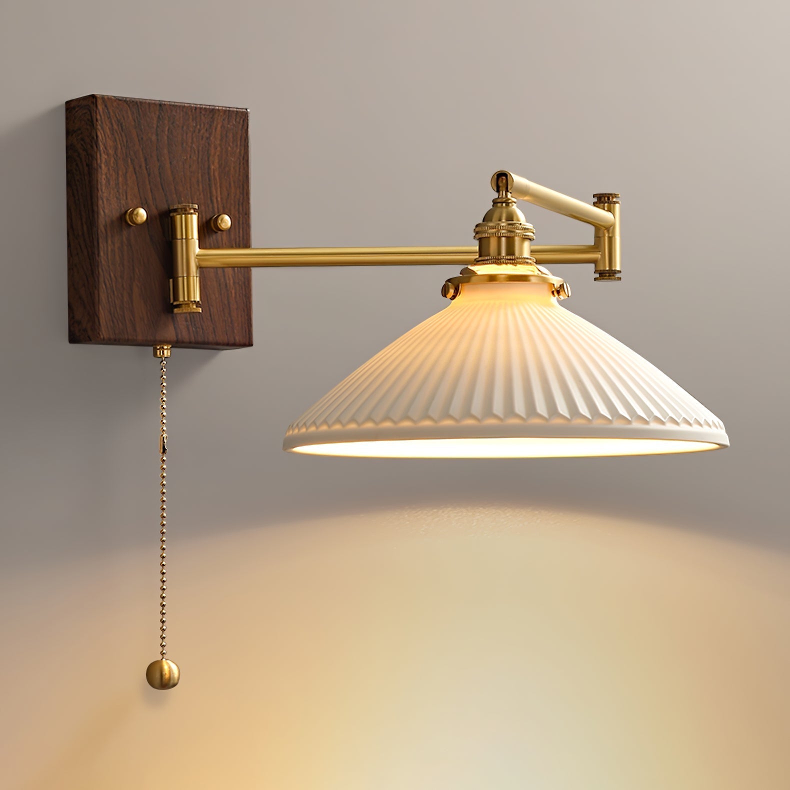 Ceramic Wall Lamp Geometric Design | 5 Models Brass & Walnut - Lamylie