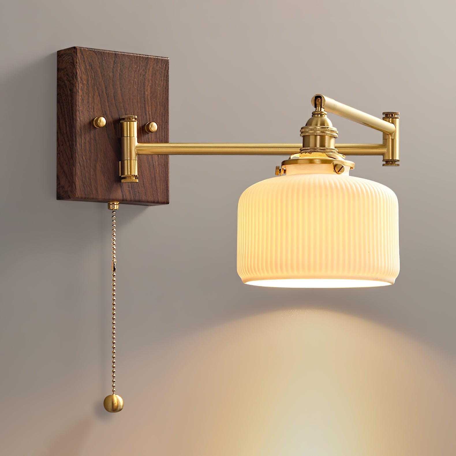 Ceramic Wall Lamp Geometric Design | 5 Models Brass & Walnut - Lamylie