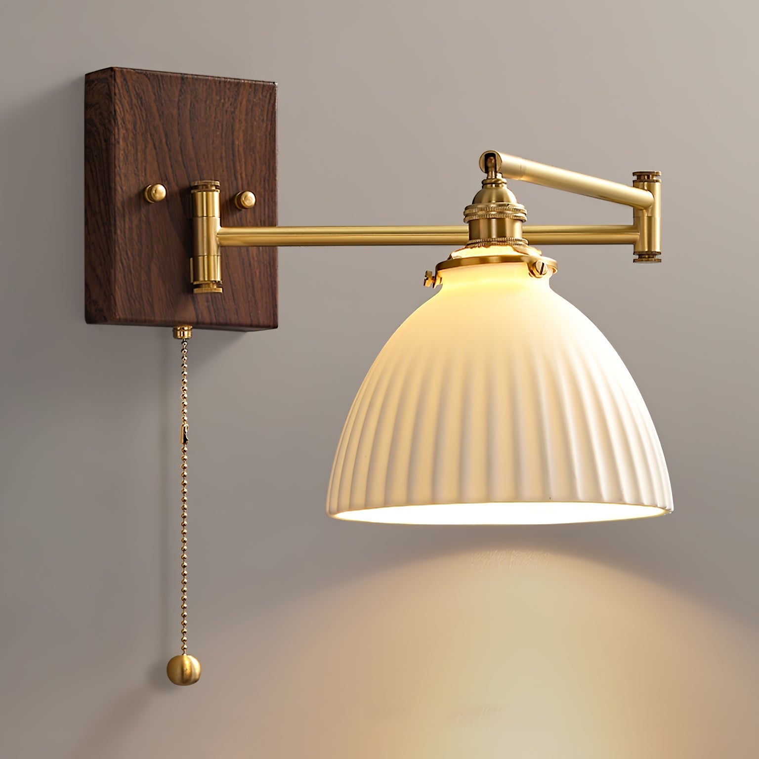 Ceramic Wall Lamp Geometric Design | 5 Models Brass & Walnut - Lamylie