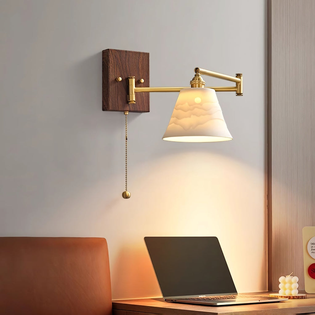 Ceramic Wall Lamp Geometric Design | 5 Models Brass & Walnut - Lamylie