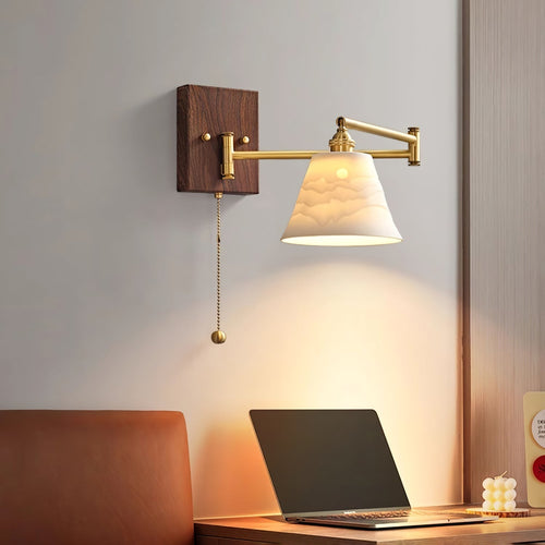 Ceramic Wall Lamp Geometric Design | 5 Models Brass & Walnut - Lamylie