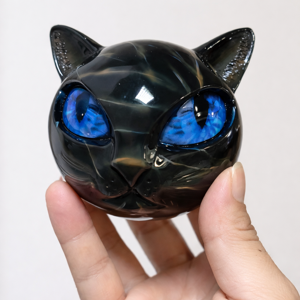 Mystische schwarze Katzenskulptur von NyxCharm – Lamylie