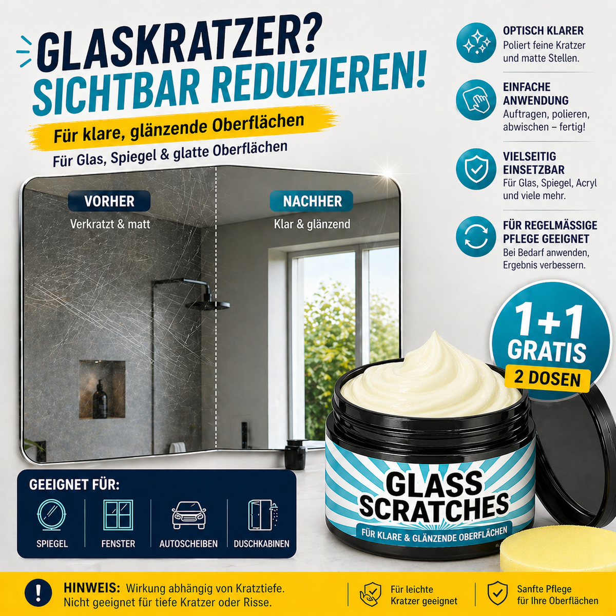 Krém na odstraňování škrábanců ze skla pro okna a vozidla - Lamylie