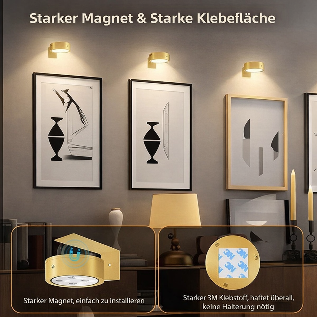 Magnetische LED-Leuchte zur stilvollen Beleuchtung von Kunstwerken – Lamylie