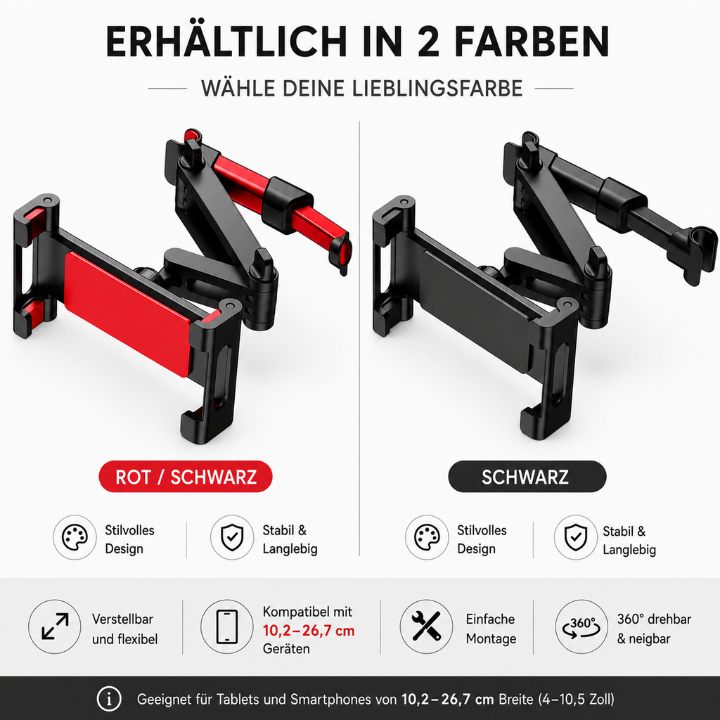 Hoofdsteunhouder voor de auto – aluminium houder voor telefoon en tablet - Lamylie