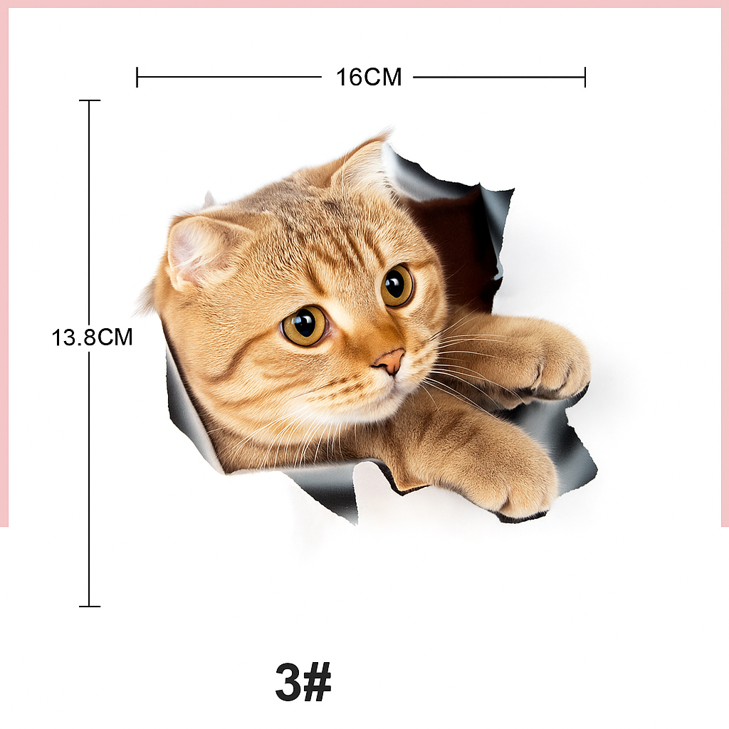 Søde 3D-vægklistermærker med katte og hunde - Lamylie