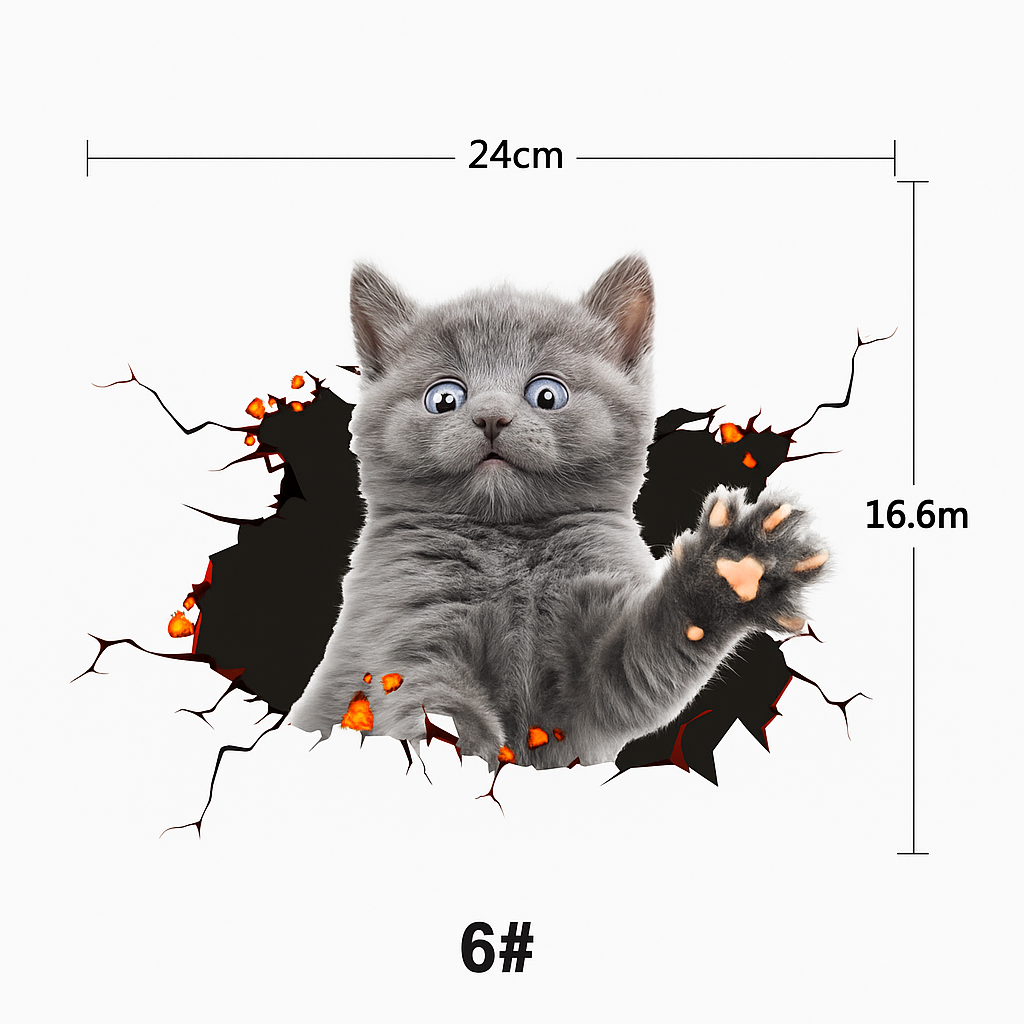 Søde 3D-vægklistermærker med katte og hunde - Lamylie