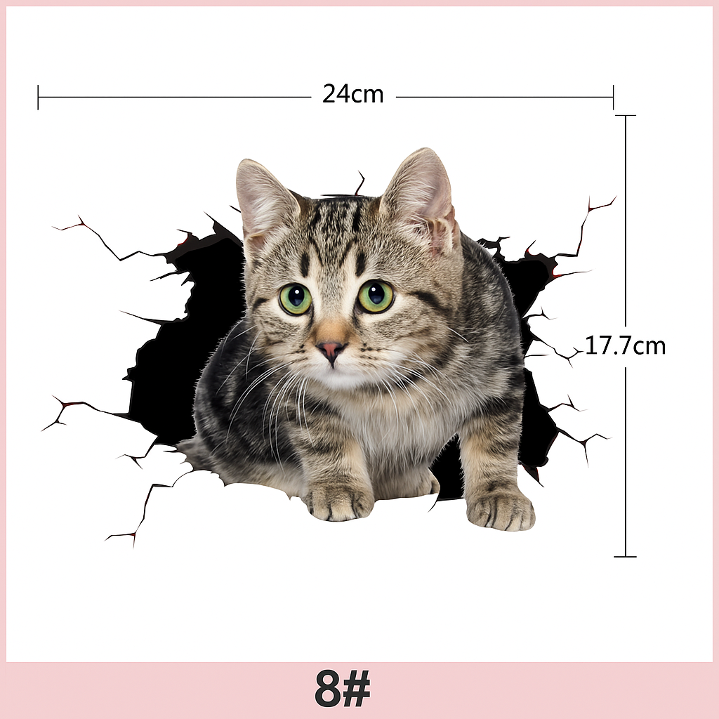 Søde 3D-vægklistermærker med katte og hunde - Lamylie