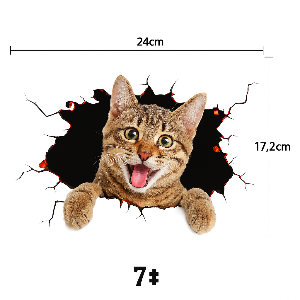 Søde 3D-vægklistermærker med katte og hunde - Lamylie