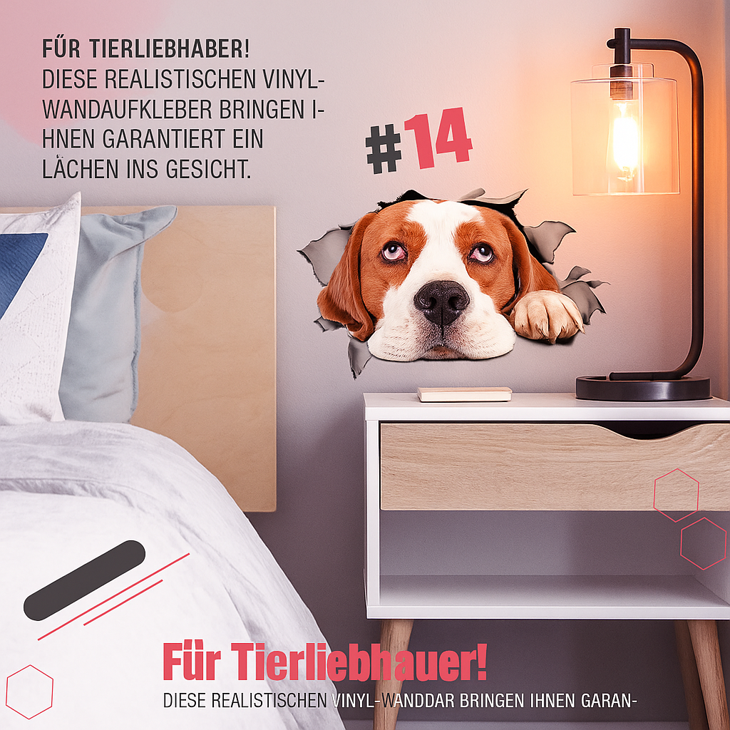 Søde 3D-vægklistermærker med katte og hunde - Lamylie