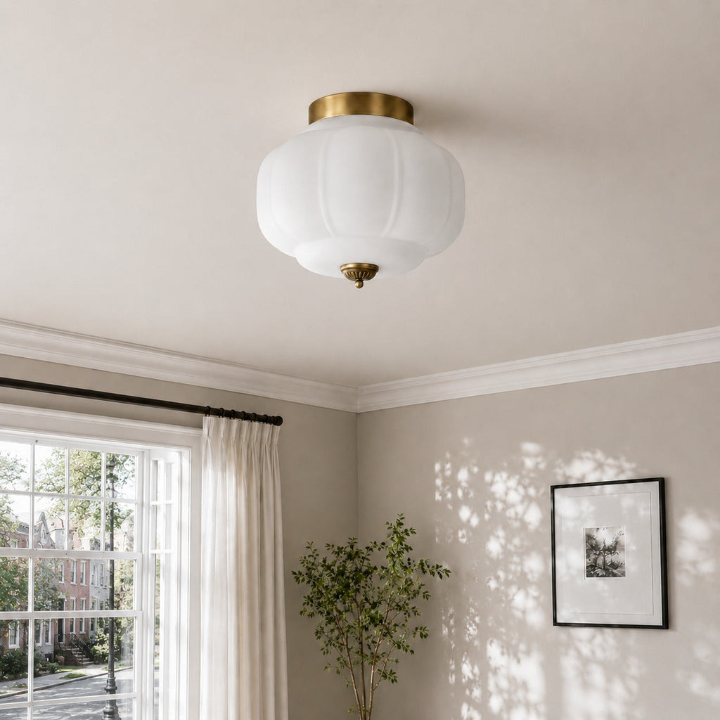 Ceiling Lamp Milk Glass Shade Modern Lighting Scandinavian Style Living Room Dining Room Bedroom Flush Mount - Lamylie