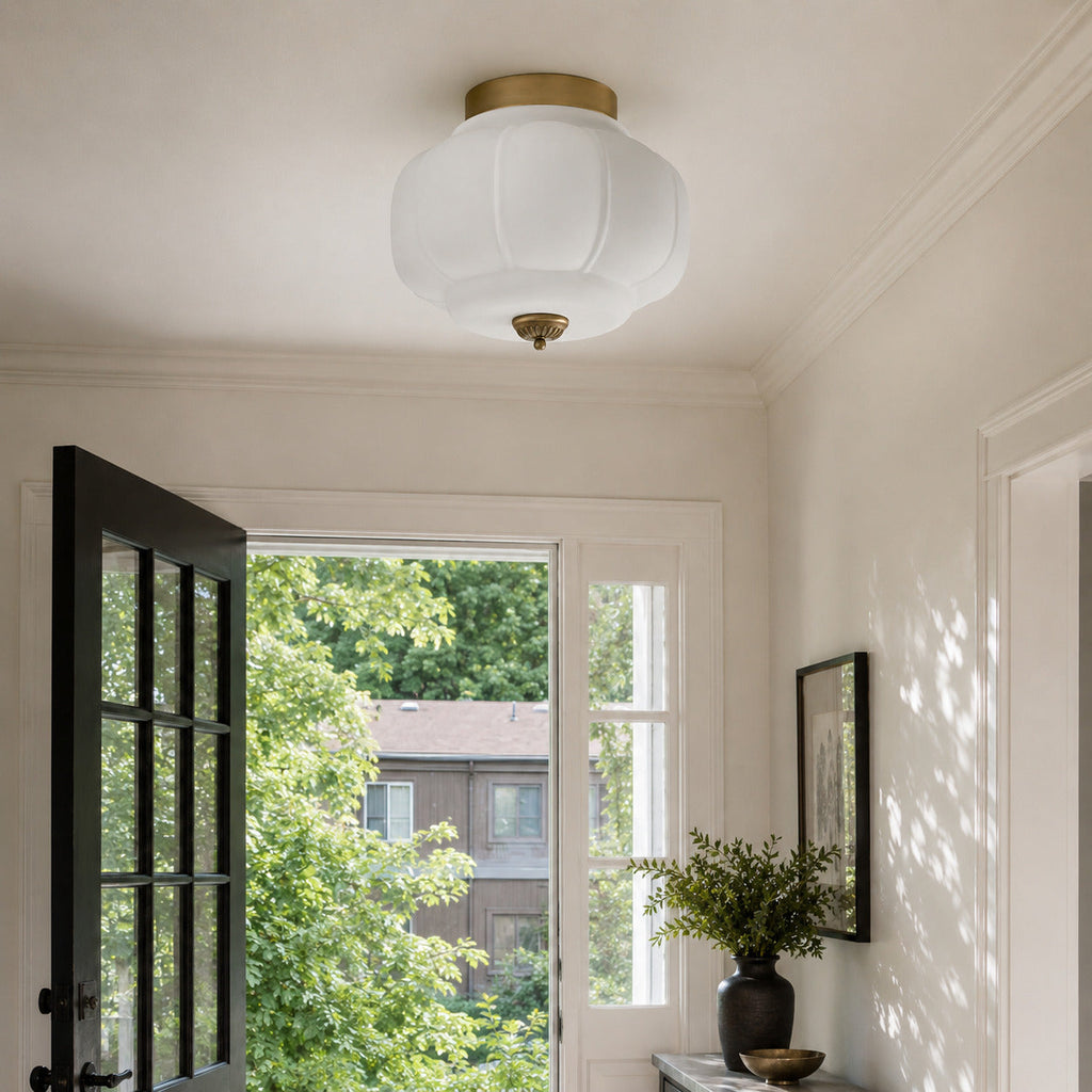 Ceiling Lamp Milk Glass Shade Modern Lighting Scandinavian Style Living Room Dining Room Bedroom Flush Mount - Lamylie