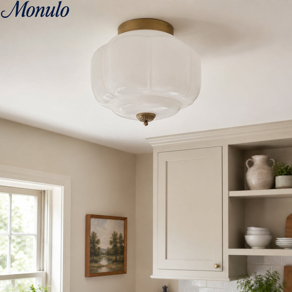 Ceiling Lamp Milk Glass Shade Modern Lighting Scandinavian Style Living Room Dining Room Bedroom Flush Mount - Lamylie