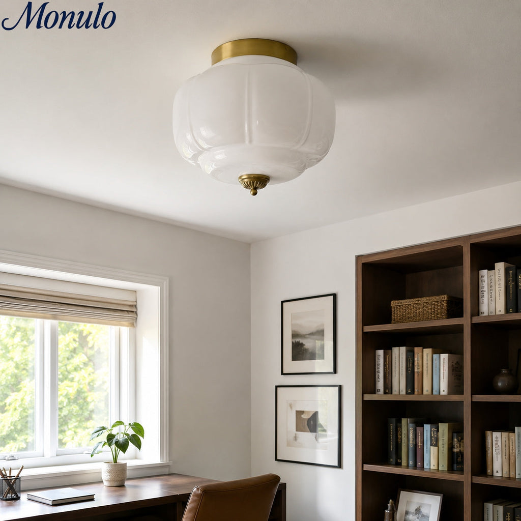 Ceiling Lamp Milk Glass Shade Modern Lighting Scandinavian Style Living Room Dining Room Bedroom Flush Mount - Lamylie