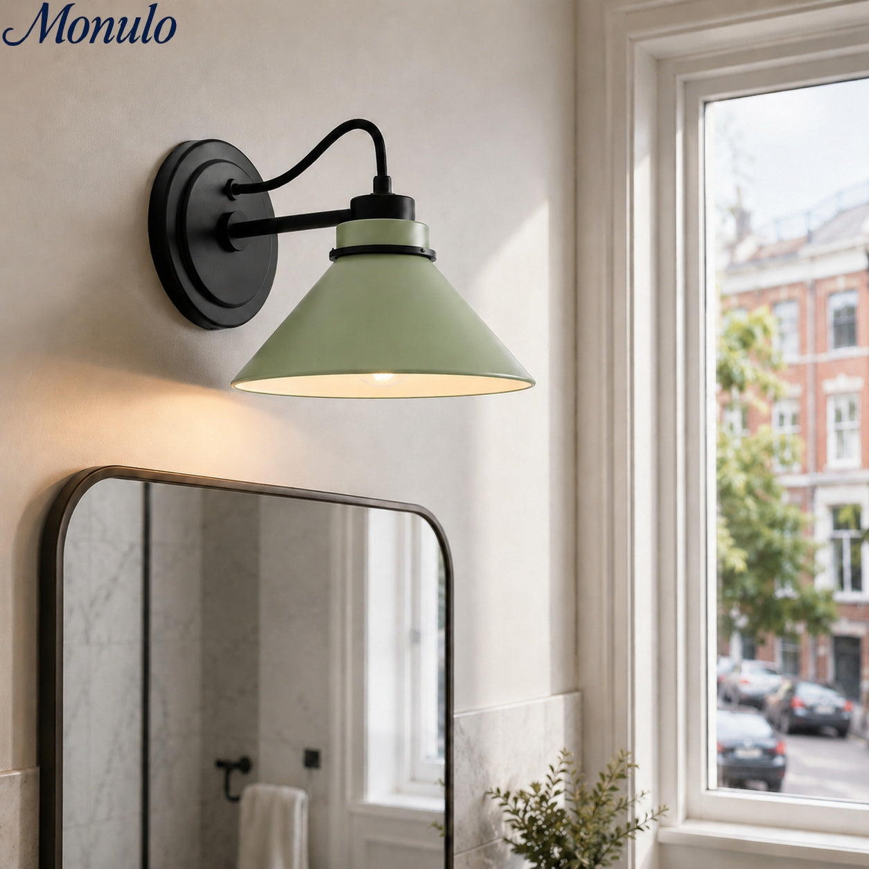 Globus Wandleuchte mit gebogenem Arm | Moderne Industriebeleuchtung für Bad, Schlafzimmer und Flur - Lamylie