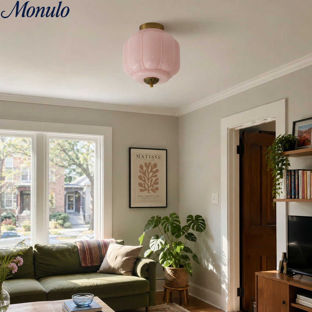 Ceiling Lamp Milk Glass Shade Modern Lighting Scandinavian Style Living Room Dining Room Bedroom Flush Mount - Lamylie