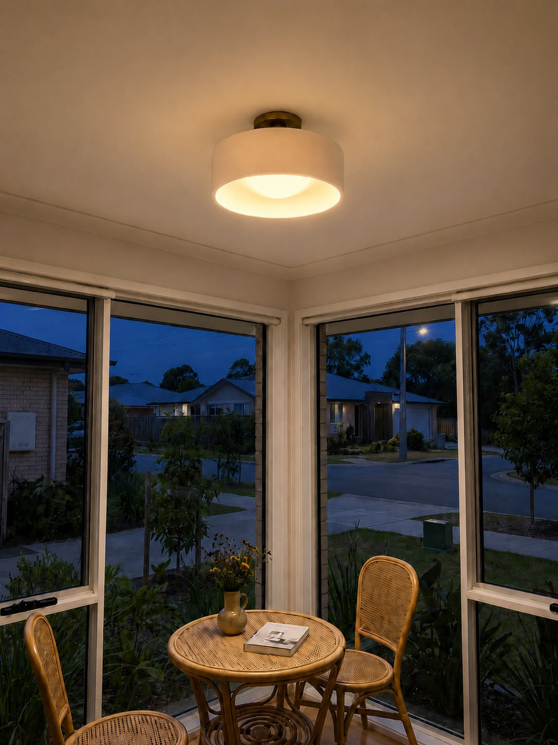Porcelain Ceiling Lamp with Sleek Mounting | Modern Low Profile Lamp Ceramic Surface Lighting - Lamylie