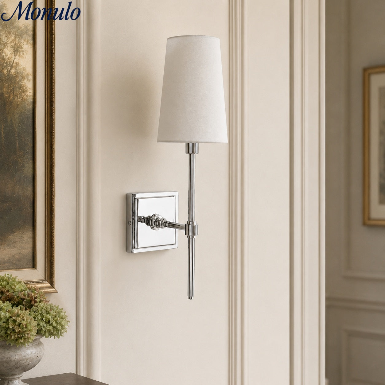 Wandleuchte mit Leinen-Schirm - Retro Metallwandleuchte für Schlafzimmer und Flur - Lamylie