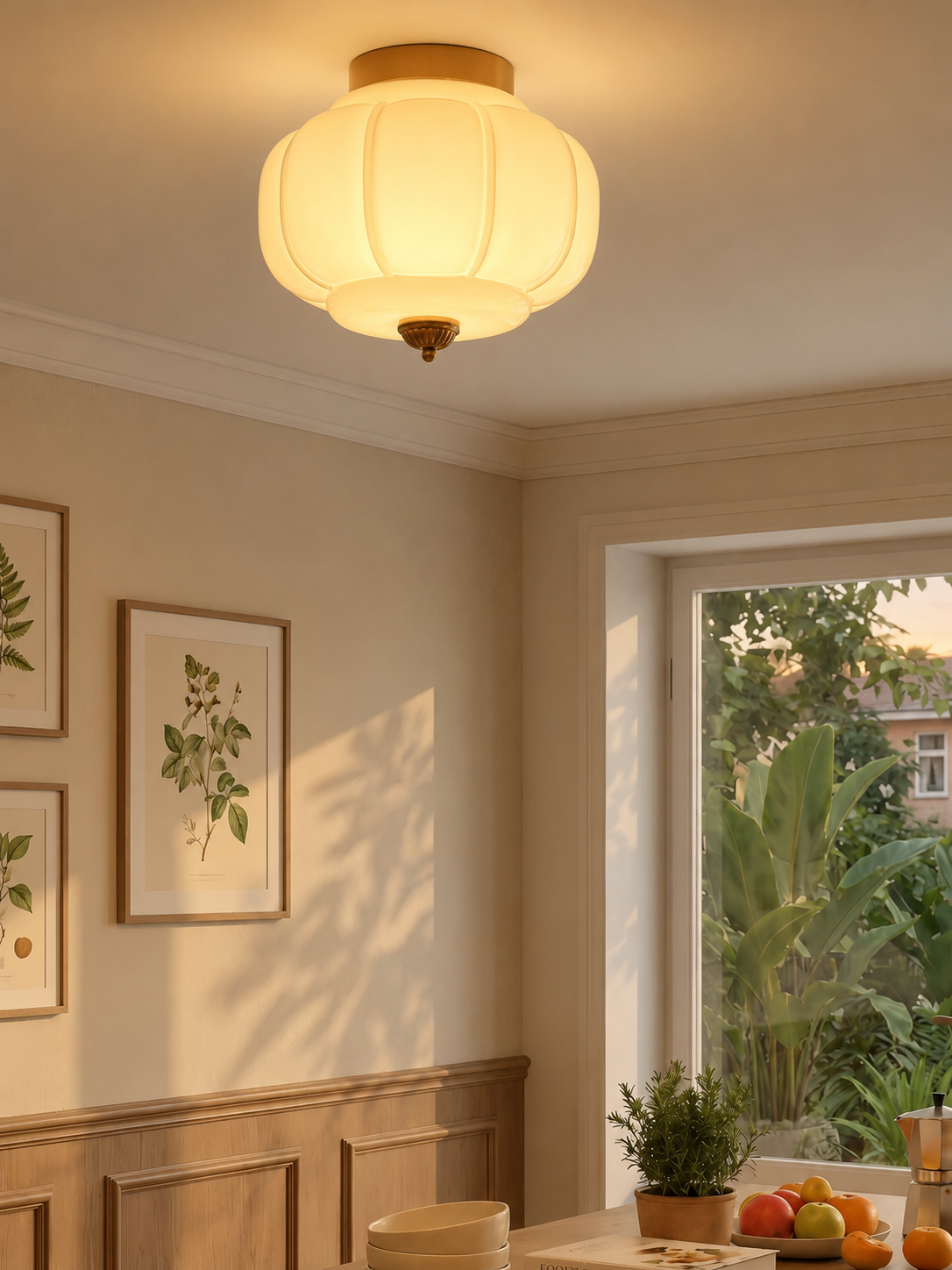 Ceiling Lamp Milk Glass Shade Modern Lighting Scandinavian Style Living Room Dining Room Bedroom Flush Mount - Lamylie