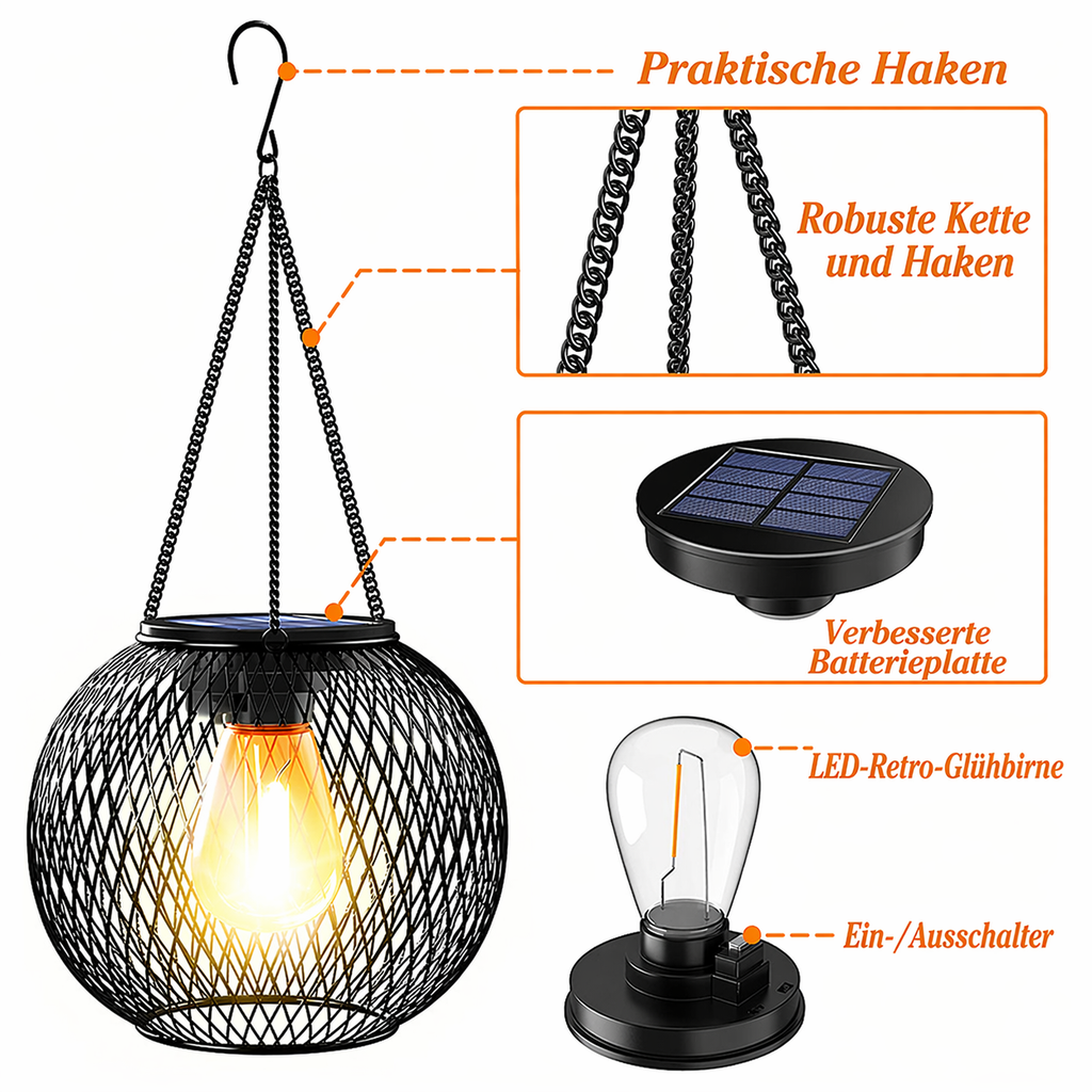 Metallische Retro-Solarleuchte für den Garten – Lamylie