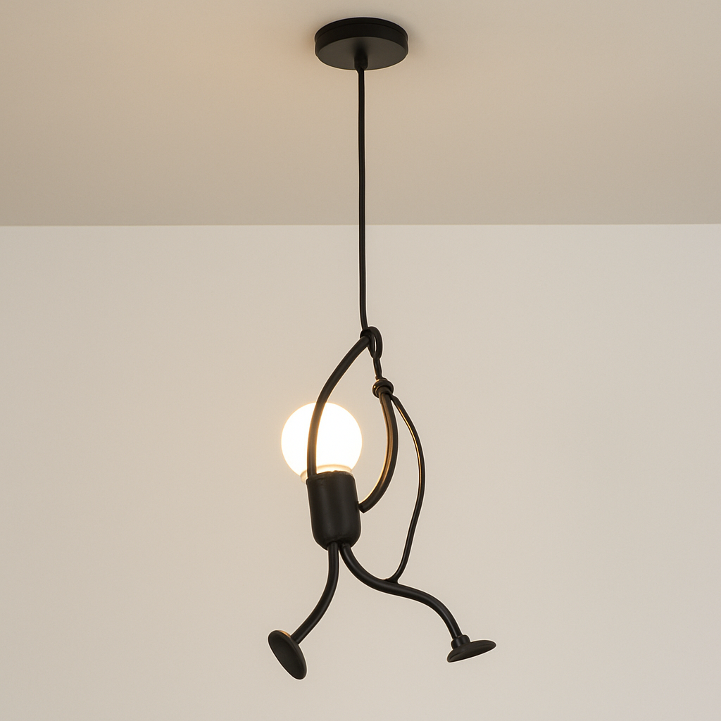 Einzigartige Wandleuchte Kletternder Mann — Industrielles Design Skulptur — Skandinavische Wandbeleuchtung - Lamylie