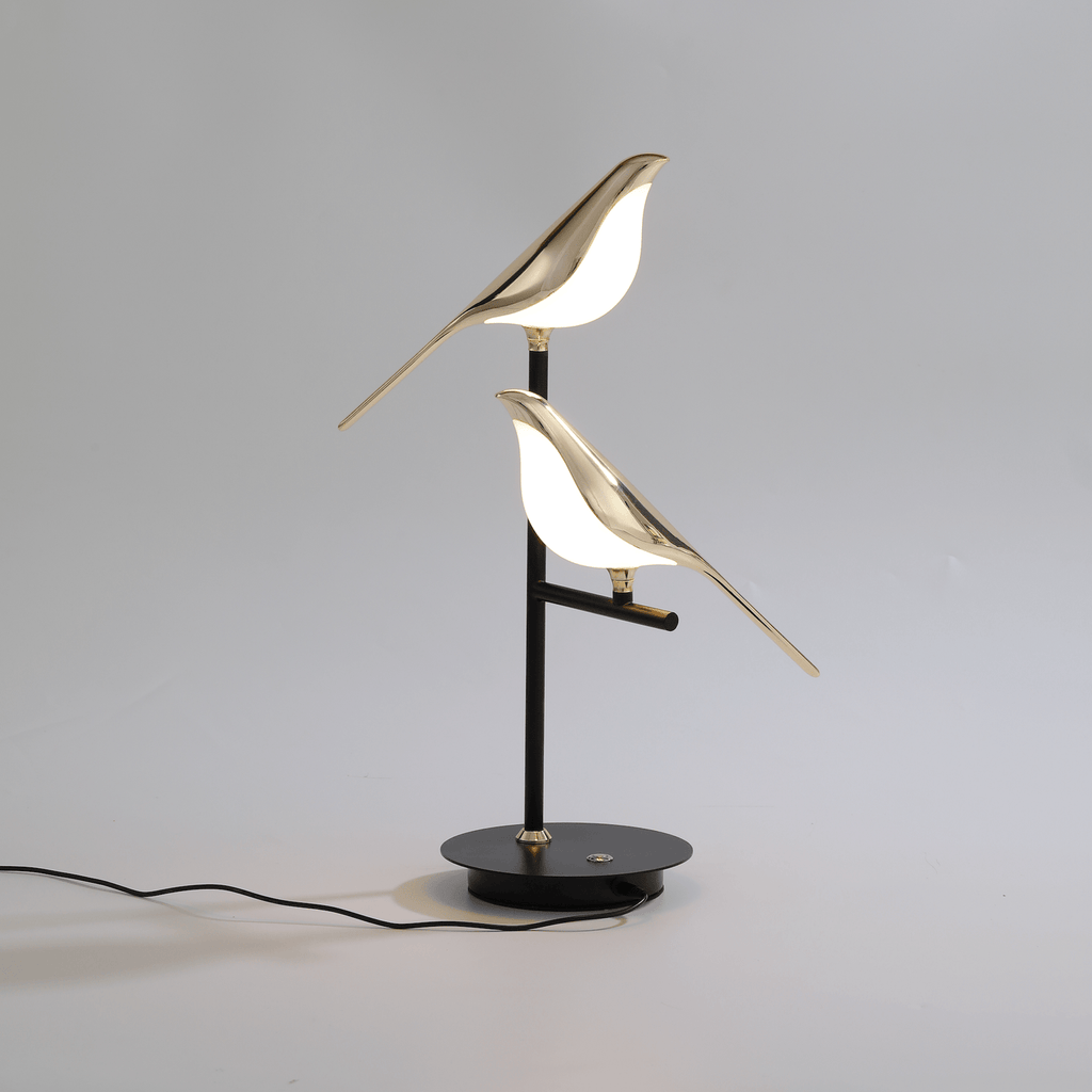 Goldene Vogel-Tischlampe LED Skandinavisches Design Warmweiß Ambientebeleuchtung Wohnzimmer Schlafzimmer Dekorativ - Lamylie