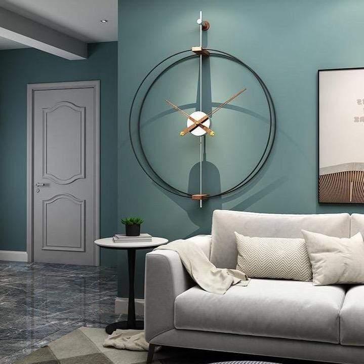 Large Minimalist Wall Clock with Bronze Clock Hands - Lamylie