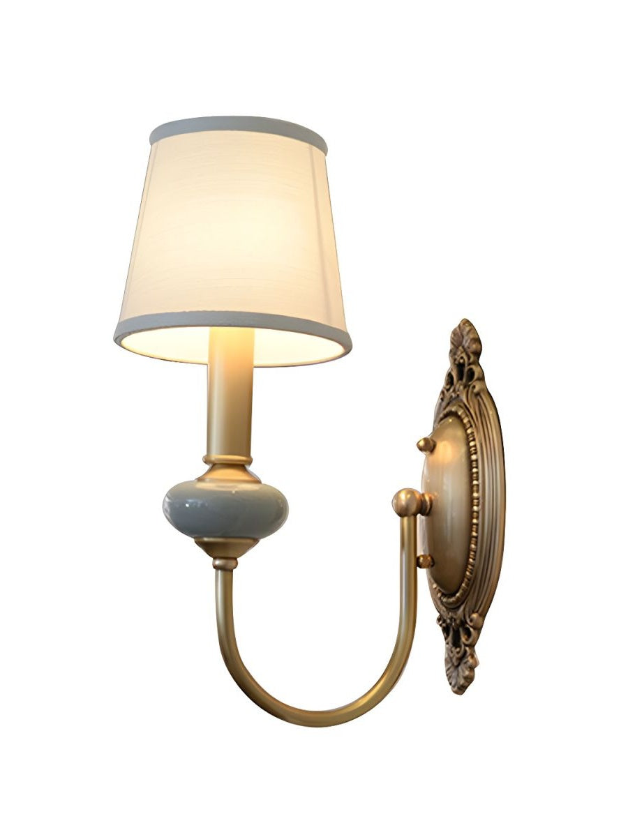 Ceramic Wall Lamp with Fabric Shade - 1 or 2 Light Points - E27 - Various Colors & Styles - Lamylie