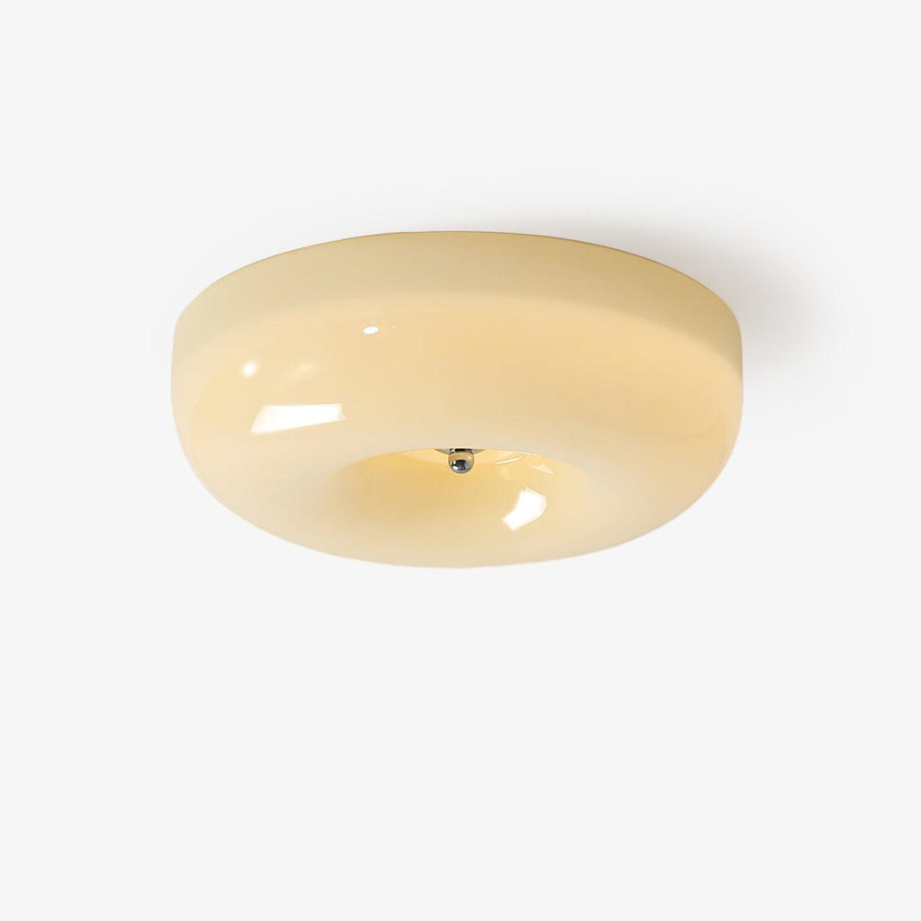 Ceiling Lamp Milk Glass 32|46 cm | Glass Globe with Silver Accent | Dimmable Ceiling Light Warm White - Lamylie