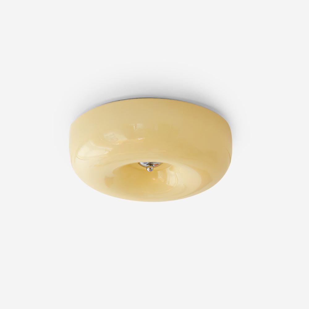 Ceiling Lamp Milk Glass 32|46 cm | Glass Globe with Silver Accent | Dimmable Ceiling Light Warm White - Lamylie