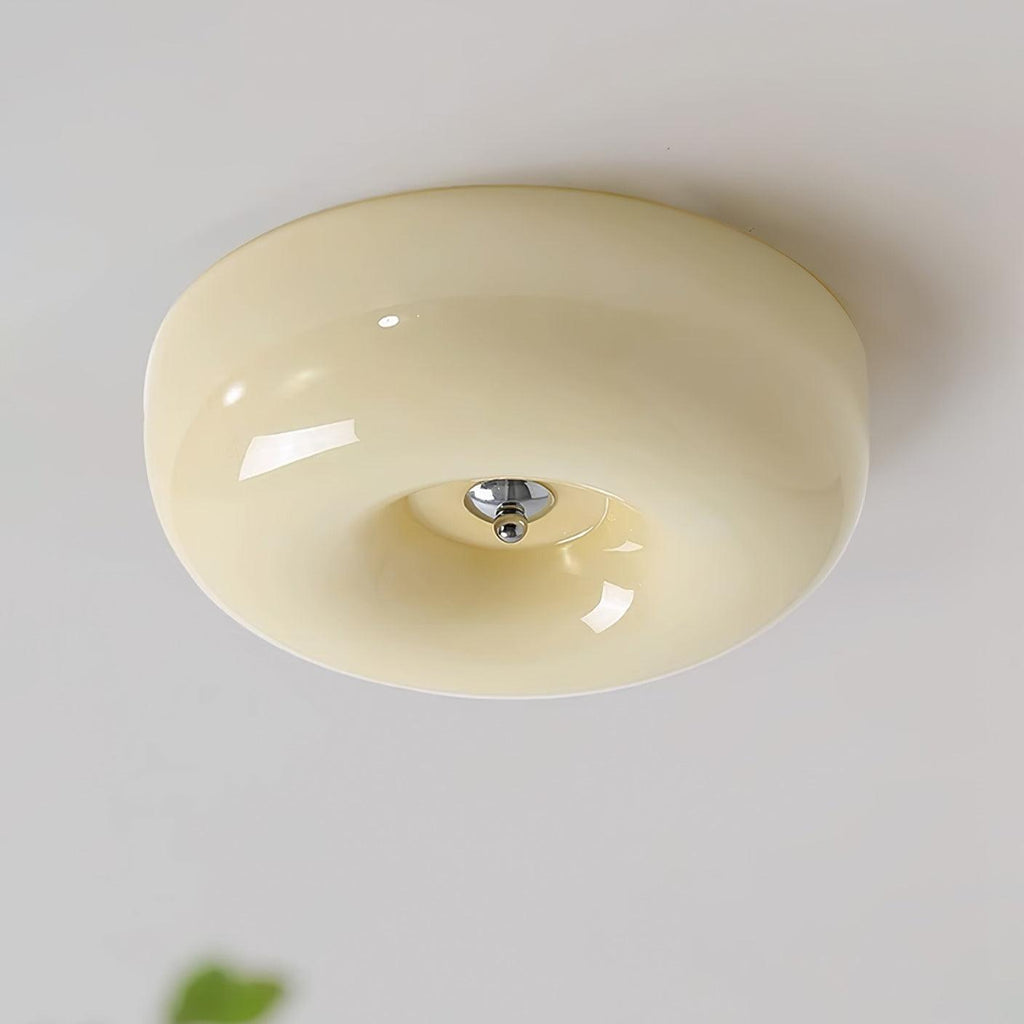 Ceiling Lamp Milk Glass 32|46 cm | Glass Globe with Silver Accent | Dimmable Ceiling Light Warm White - Lamylie