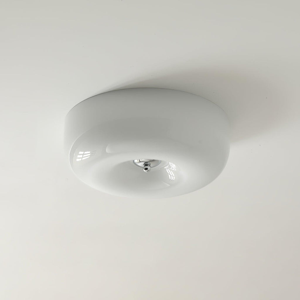 Ceiling Lamp Milk Glass 32|46 cm | Glass Globe with Silver Accent | Dimmable Ceiling Light Warm White - Lamylie