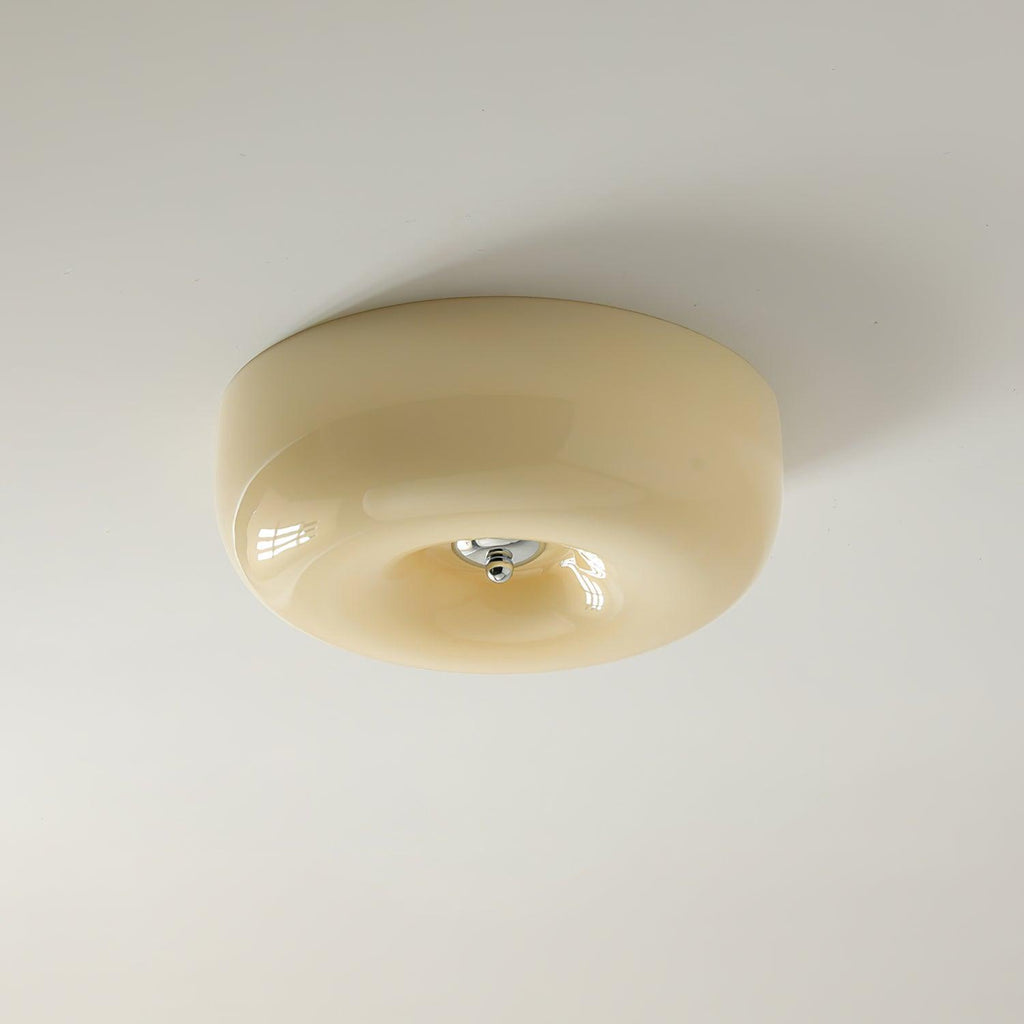 Ceiling Lamp Milk Glass 32|46 cm | Glass Globe with Silver Accent | Dimmable Ceiling Light Warm White - Lamylie