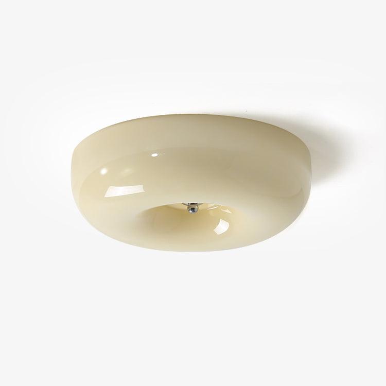 Ceiling Lamp Milk Glass 32|46 cm | Glass Globe with Silver Accent | Dimmable Ceiling Light Warm White - Lamylie