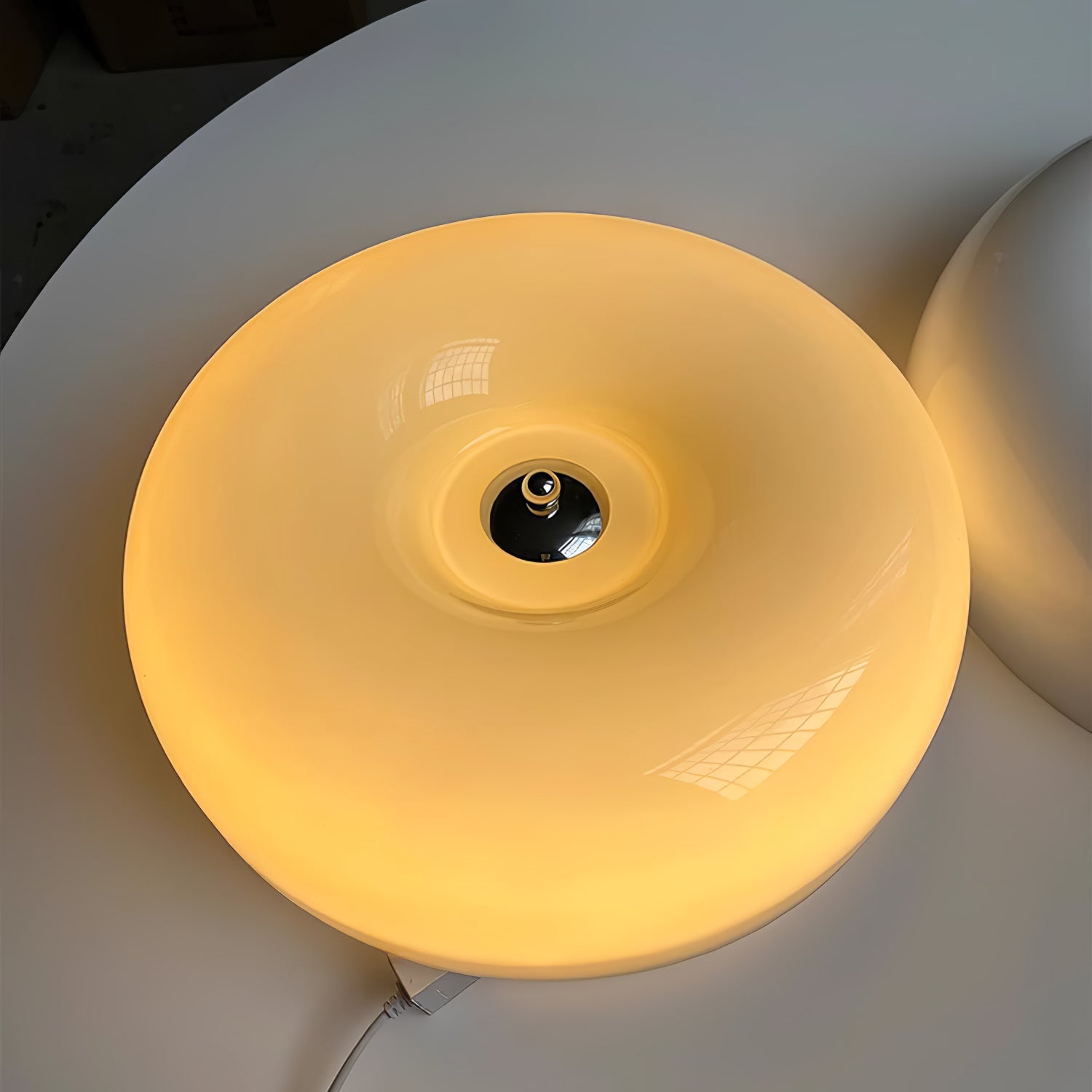 Ceiling Lamp Milk Glass 32|46 cm | Glass Globe with Silver Accent | Dimmable Ceiling Light Warm White - Lamylie